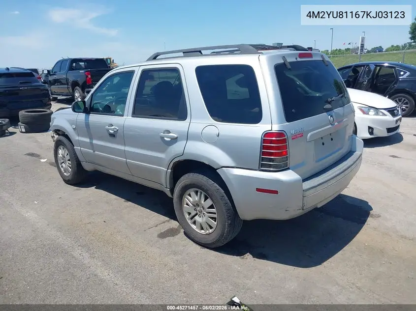 2007 Mercury Mariner Luxury VIN: 4M2YU81167KJ03123 Lot: 45271457