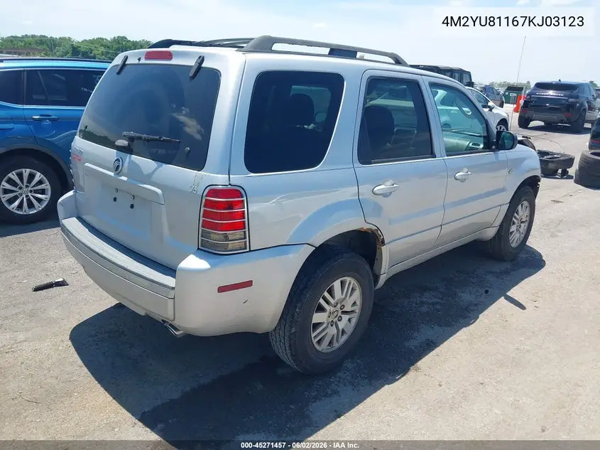 2007 Mercury Mariner Luxury VIN: 4M2YU81167KJ03123 Lot: 45271457