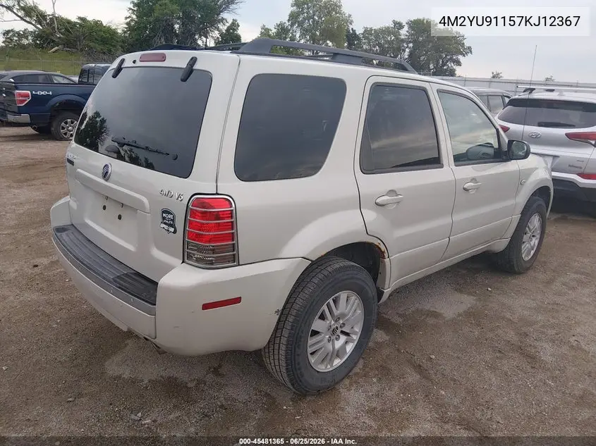 2007 Mercury Mariner Luxury VIN: 4M2YU91157KJ12367 Lot: 45481365