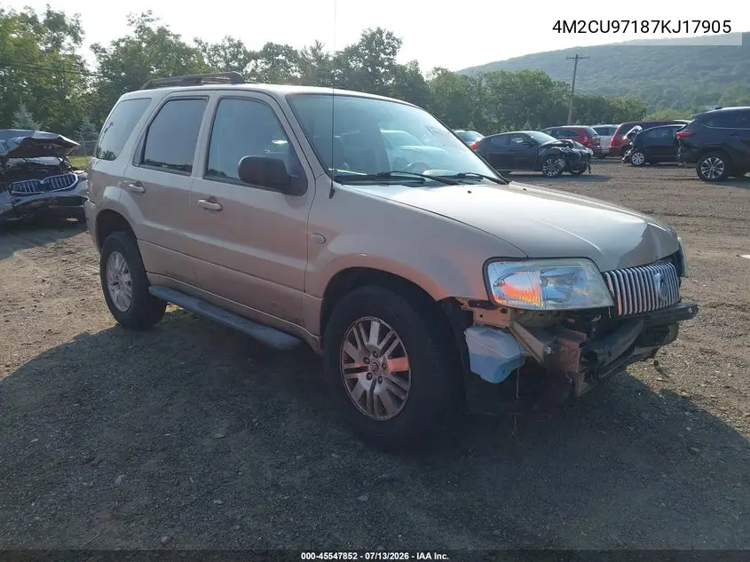 2007 Mercury Mariner Premier VIN: 4M2CU97187KJ17905 Lot: 45547852