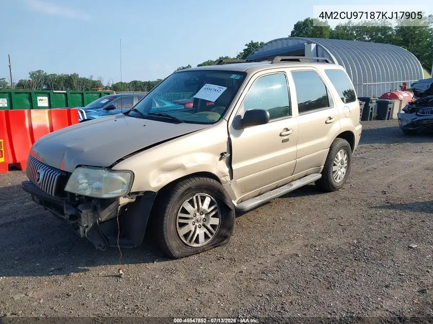 2007 Mercury Mariner Premier VIN: 4M2CU97187KJ17905 Lot: 45547852
