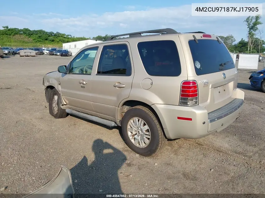 2007 Mercury Mariner Premier VIN: 4M2CU97187KJ17905 Lot: 45547852