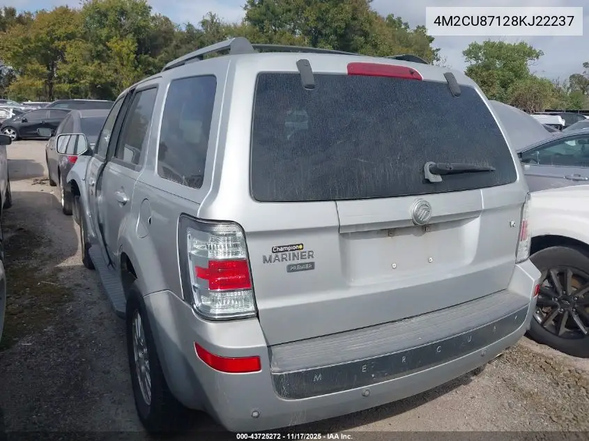 2008 Mercury Mariner Premier VIN: 4M2CU87128KJ22237 Lot: 43725272