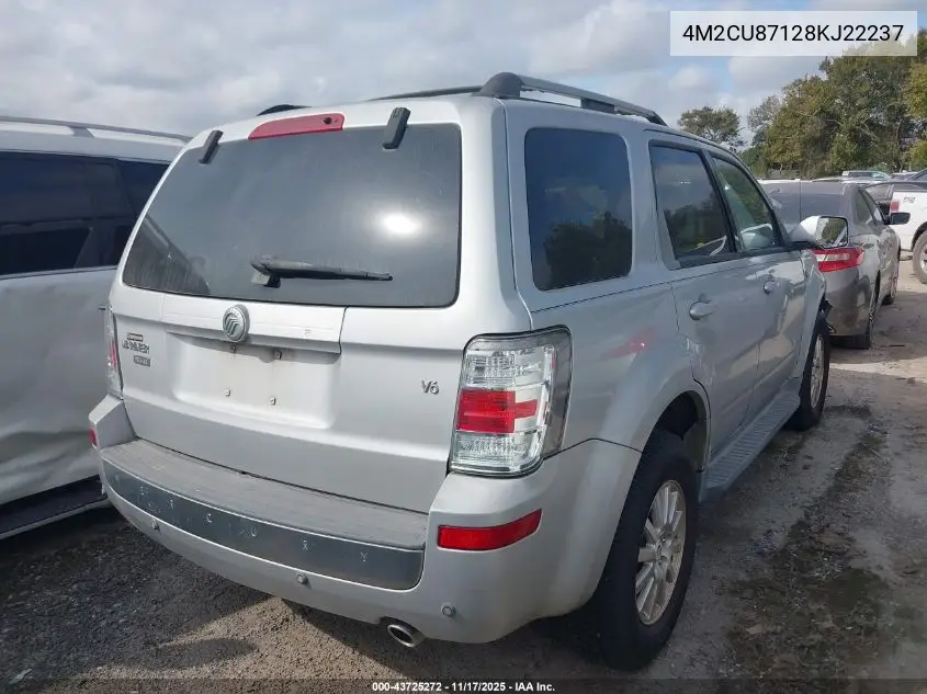2008 Mercury Mariner Premier VIN: 4M2CU87128KJ22237 Lot: 43725272