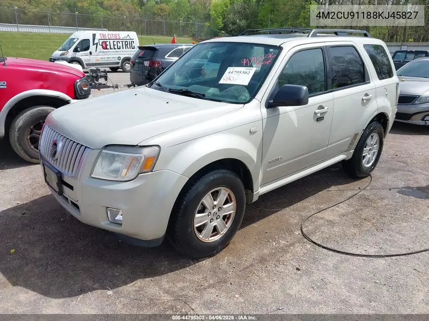 2008 Mercury Mariner V6 VIN: 4M2CU91188KJ45827 Lot: 44795302