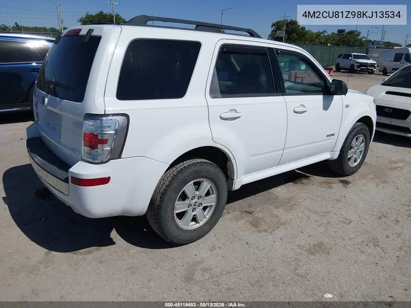 2008 Mercury Mariner I4 VIN: 4M2CU81Z98KJ13534 Lot: 45116483