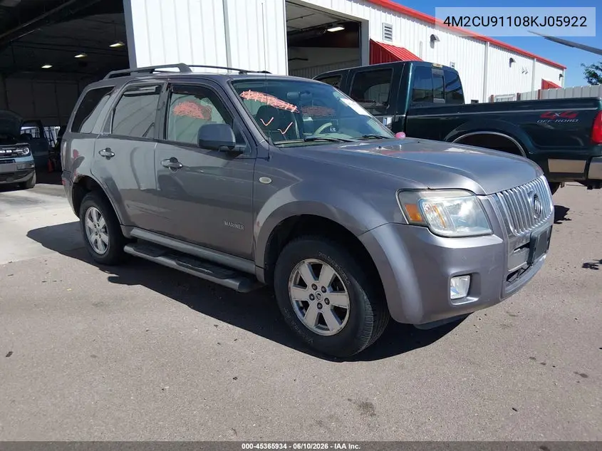 2008 Mercury Mariner V6 VIN: 4M2CU91108KJ05922 Lot: 45365934