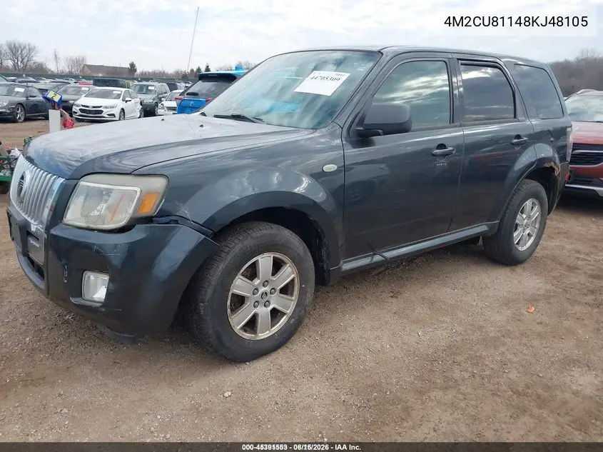 2008 Mercury Mariner V6 VIN: 4M2CU81148KJ48105 Lot: 45391553