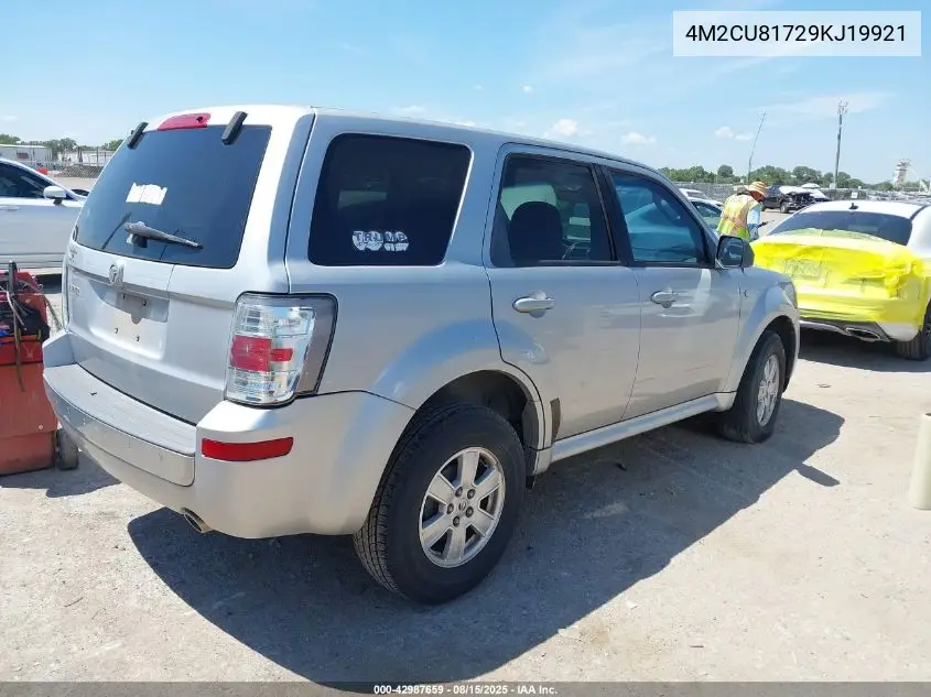 2009 Mercury Mariner I4 VIN: 4M2CU81729KJ19921 Lot: 42987659