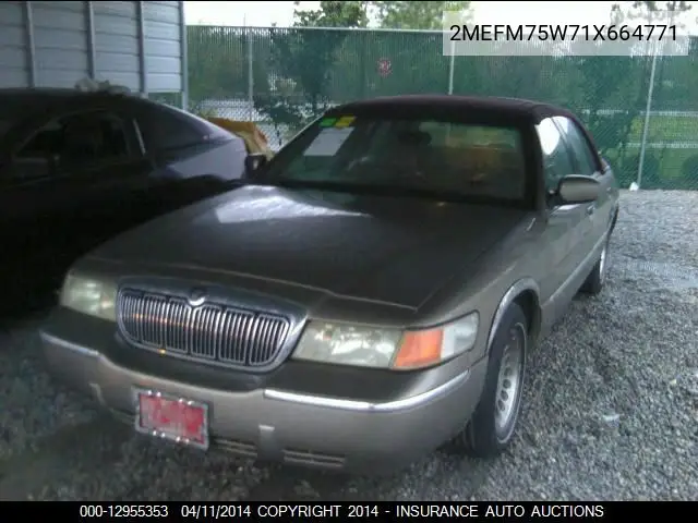 2001 Mercury Marquis Grand Marquis Ls VIN: 2MEFM75W71X664771 Lot: 12955353