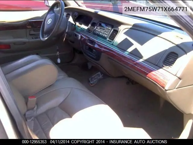 2001 Mercury Marquis Grand Marquis Ls VIN: 2MEFM75W71X664771 Lot: 12955353