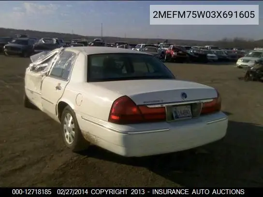 2003 Mercury Marquis Grand Marquis Ls VIN: 2MEFM75W03X691605 Lot: 12718185