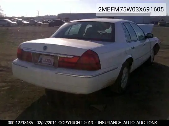 2003 Mercury Marquis Grand Marquis Ls VIN: 2MEFM75W03X691605 Lot: 12718185