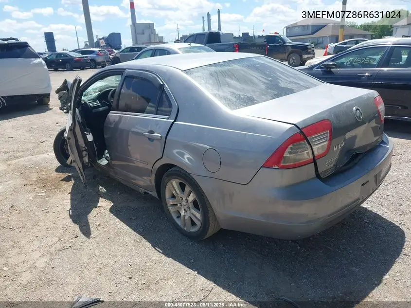 2006 Mercury Milan I4 VIN: 3MEFM07Z86R631024 Lot: 45077523