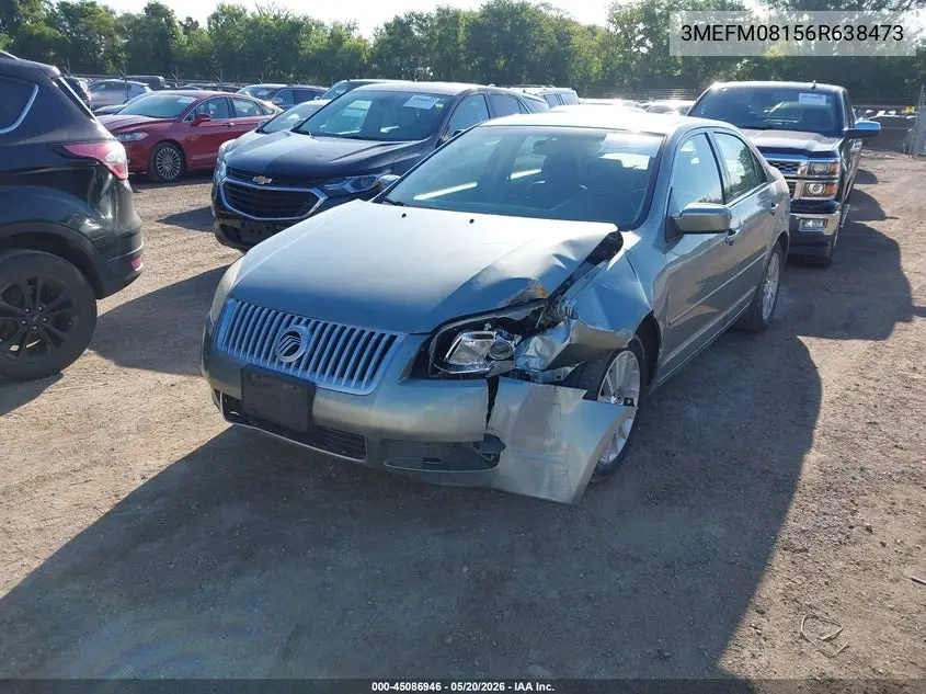 2006 Mercury Milan V6 Premier VIN: 3MEFM08156R638473 Lot: 45086946