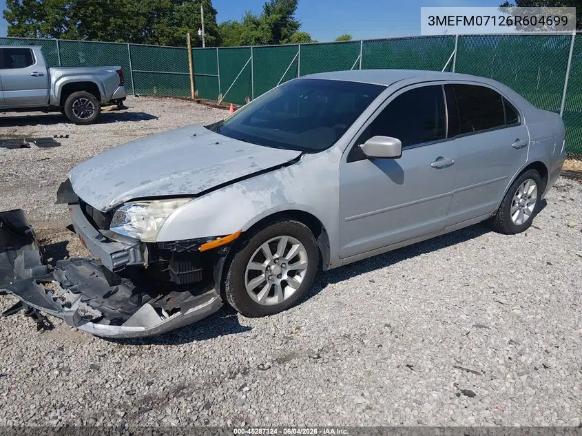 2006 Mercury Milan V6 VIN: 3MEFM07126R604699 Lot: 45287324