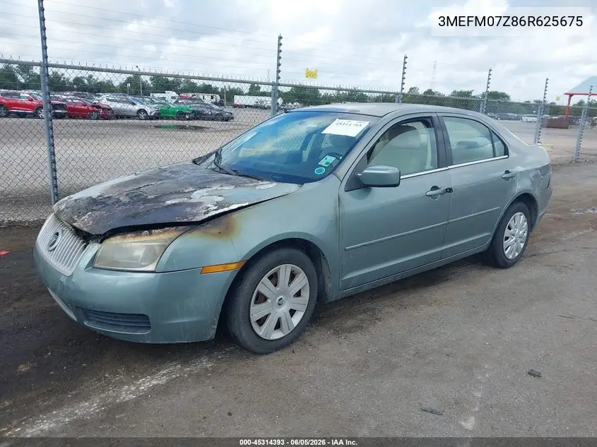 2006 Mercury Milan I4 VIN: 3MEFM07Z86R625675 Lot: 45314393