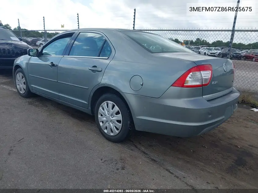 2006 Mercury Milan I4 VIN: 3MEFM07Z86R625675 Lot: 45314393
