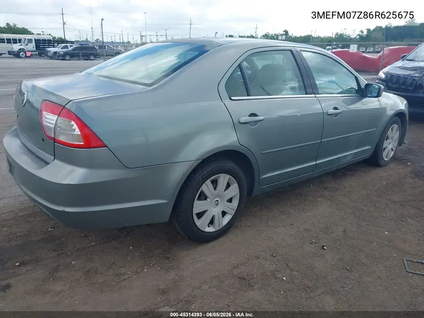 2006 Mercury Milan I4 VIN: 3MEFM07Z86R625675 Lot: 45314393