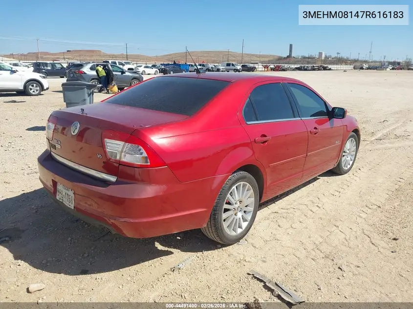 2007 Mercury Milan V6 Premier VIN: 3MEHM08147R616183 Lot: 44491400