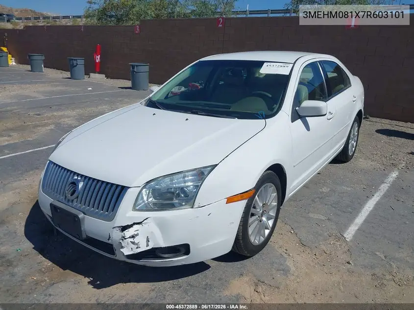 2007 Mercury Milan Premier VIN: 3MEHM081X7R603101 Lot: 45372889