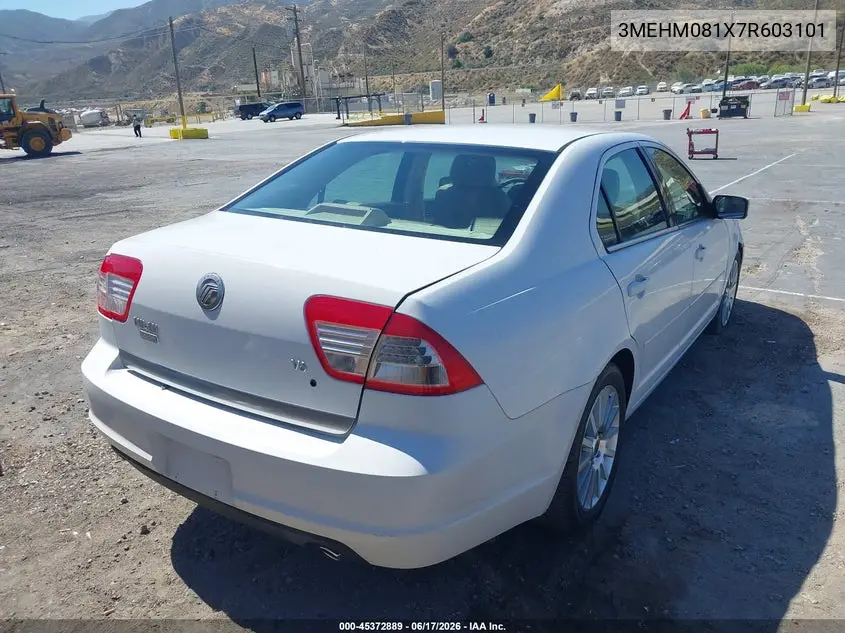 2007 Mercury Milan Premier VIN: 3MEHM081X7R603101 Lot: 45372889