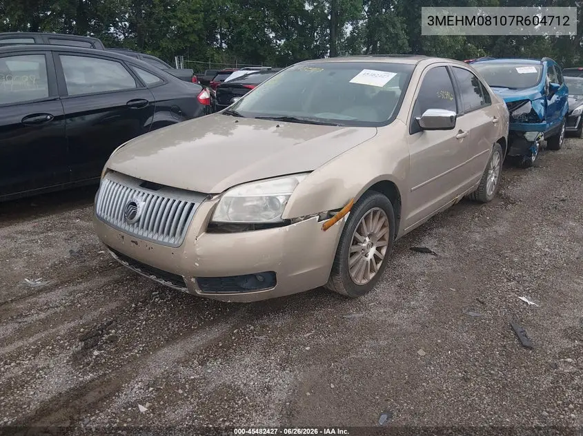 2007 Mercury Milan Premier VIN: 3MEHM08107R604712 Lot: 45482427