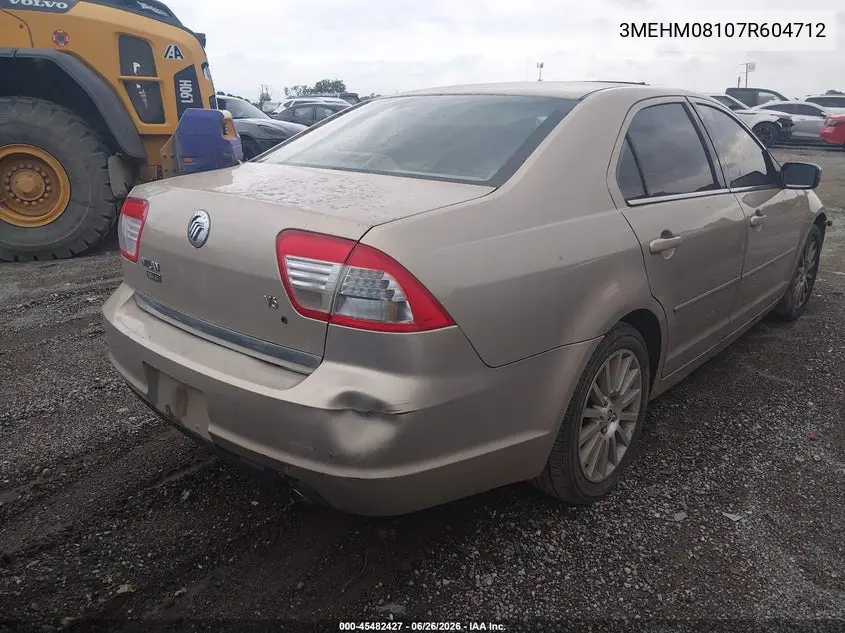 2007 Mercury Milan Premier VIN: 3MEHM08107R604712 Lot: 45482427