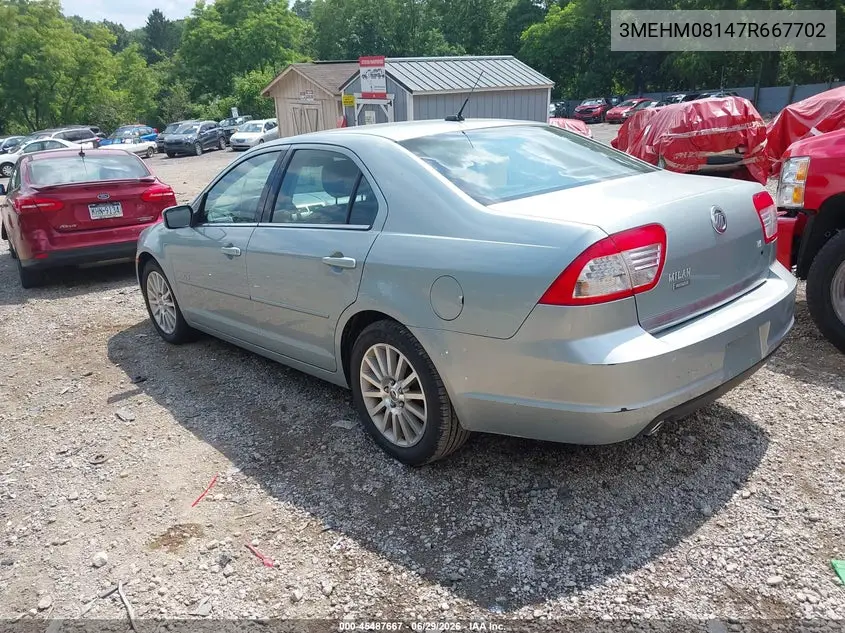 2007 Mercury Milan Premier VIN: 3MEHM08147R667702 Lot: 45487667