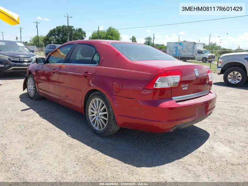 2007 Mercury Milan Premier VIN: 3MEHM08117R601429 Lot: 45499488