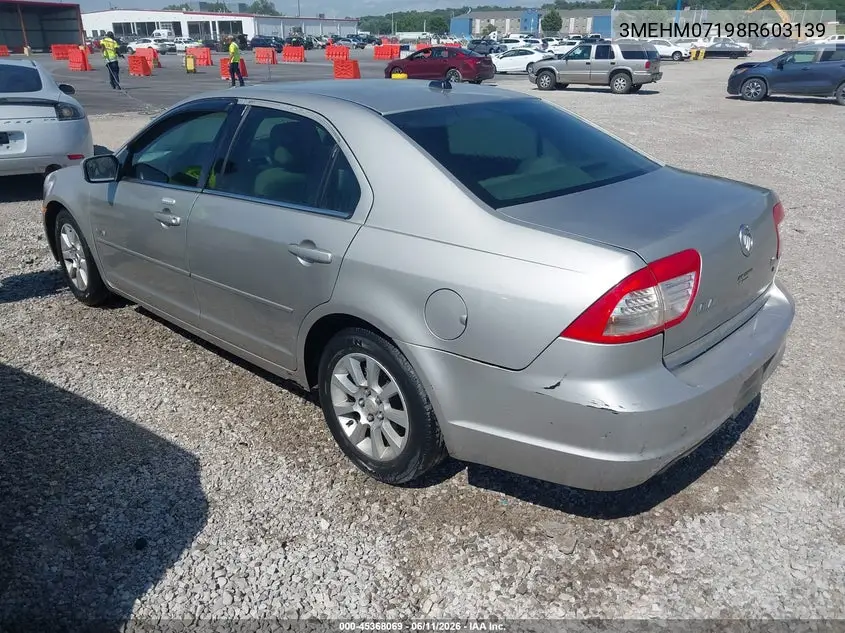 2008 Mercury Milan V6 VIN: 3MEHM07198R603139 Lot: 45368069
