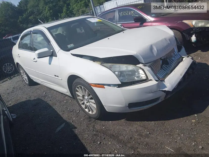 2008 Mercury Milan V6 Premier VIN: 3MEHM08108R654432 Lot: 45576893