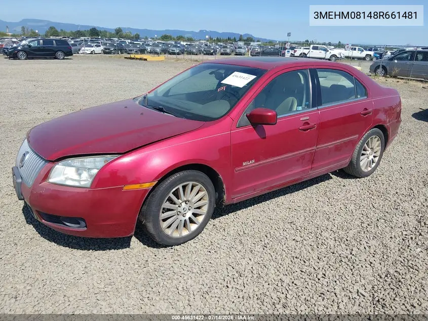 2008 Mercury Milan V6 Premier VIN: 3MEHM08148R661481 Lot: 45631422