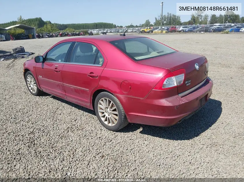 2008 Mercury Milan V6 Premier VIN: 3MEHM08148R661481 Lot: 45631422