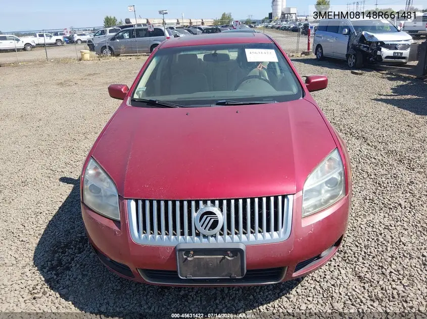 2008 Mercury Milan V6 Premier VIN: 3MEHM08148R661481 Lot: 45631422