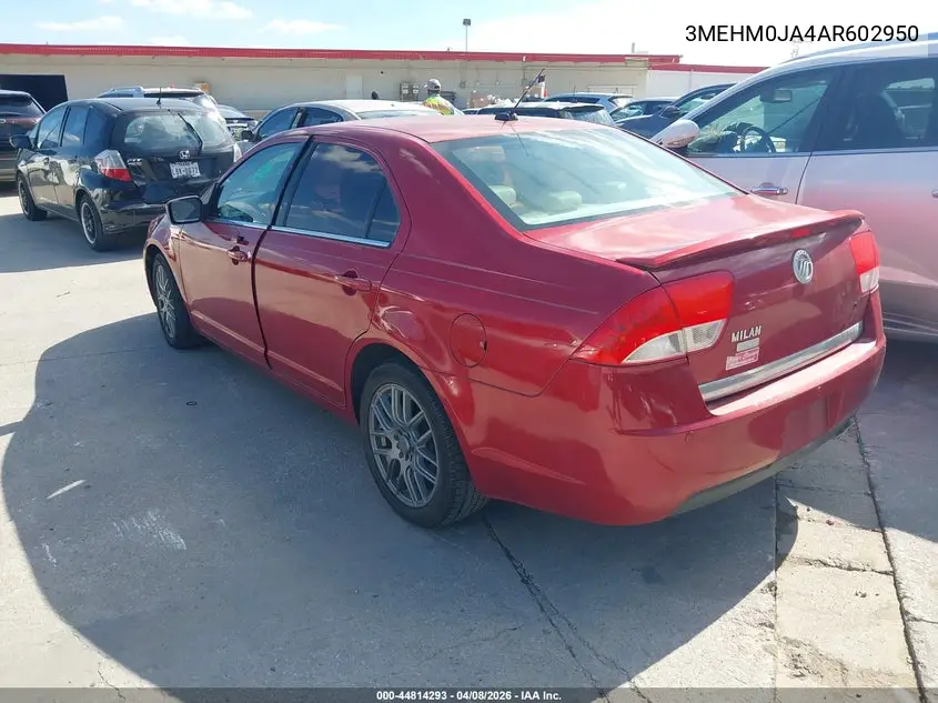 2010 Mercury Milan Premier VIN: 3MEHM0JA4AR602950 Lot: 44814293