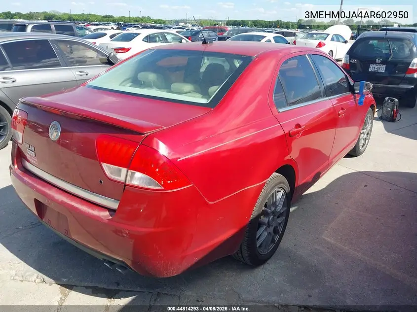 2010 Mercury Milan Premier VIN: 3MEHM0JA4AR602950 Lot: 44814293