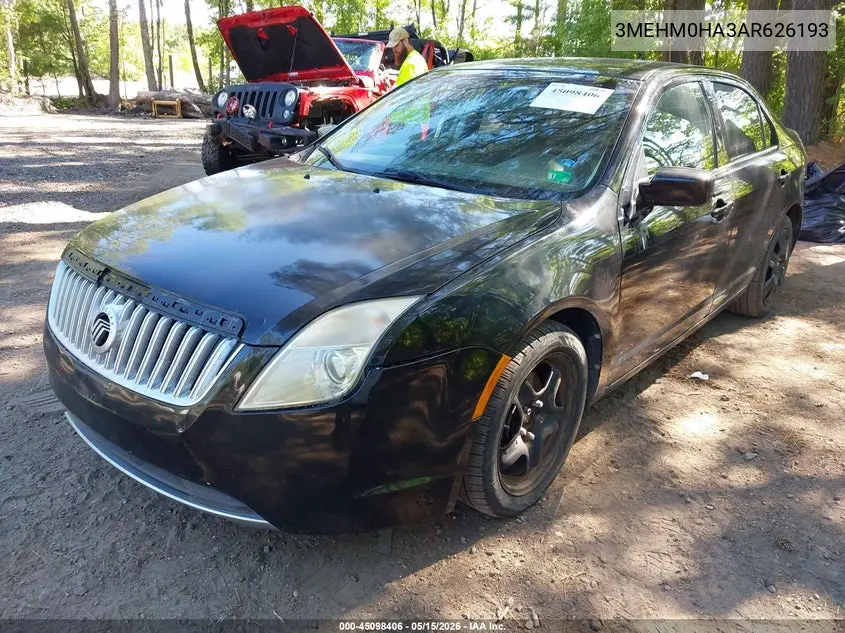 2010 Mercury Milan VIN: 3MEHM0HA3AR626193 Lot: 45098406