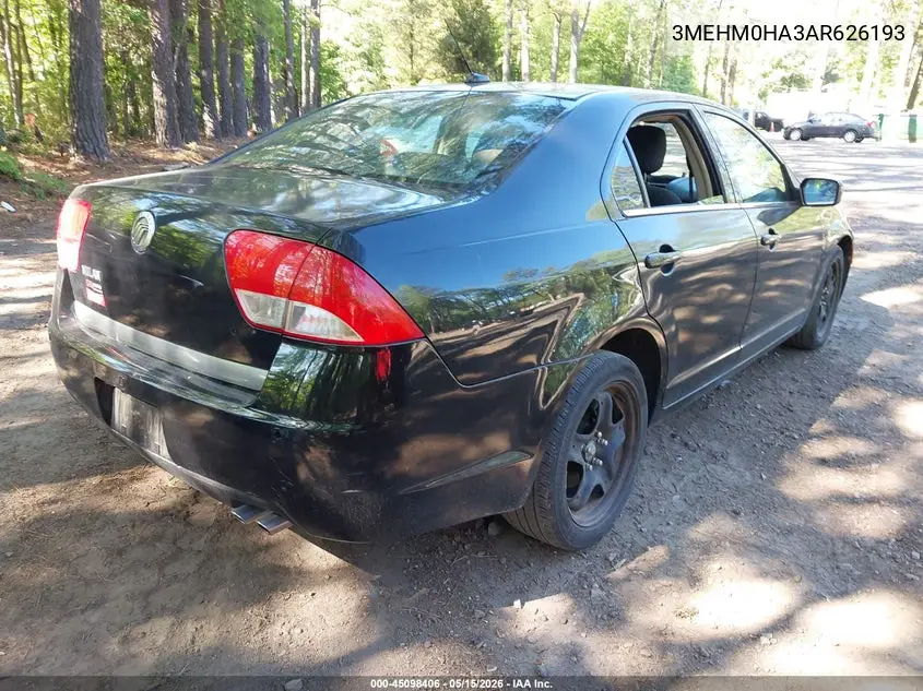 2010 Mercury Milan VIN: 3MEHM0HA3AR626193 Lot: 45098406