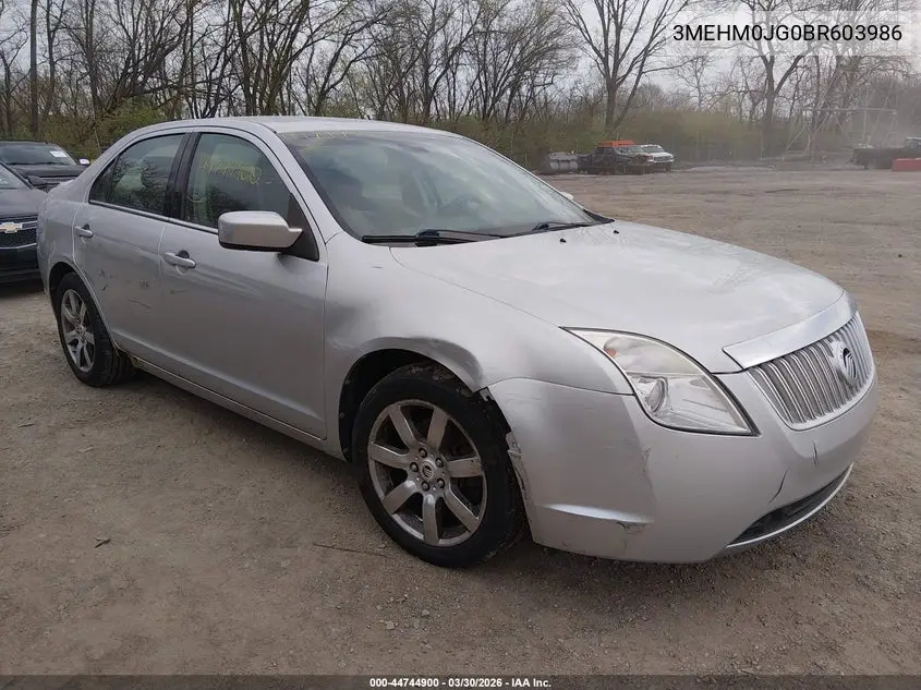 2011 Mercury Milan Premier VIN: 3MEHM0JG0BR603986 Lot: 44744900