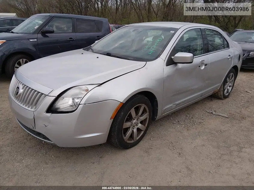 2011 Mercury Milan Premier VIN: 3MEHM0JG0BR603986 Lot: 44744900