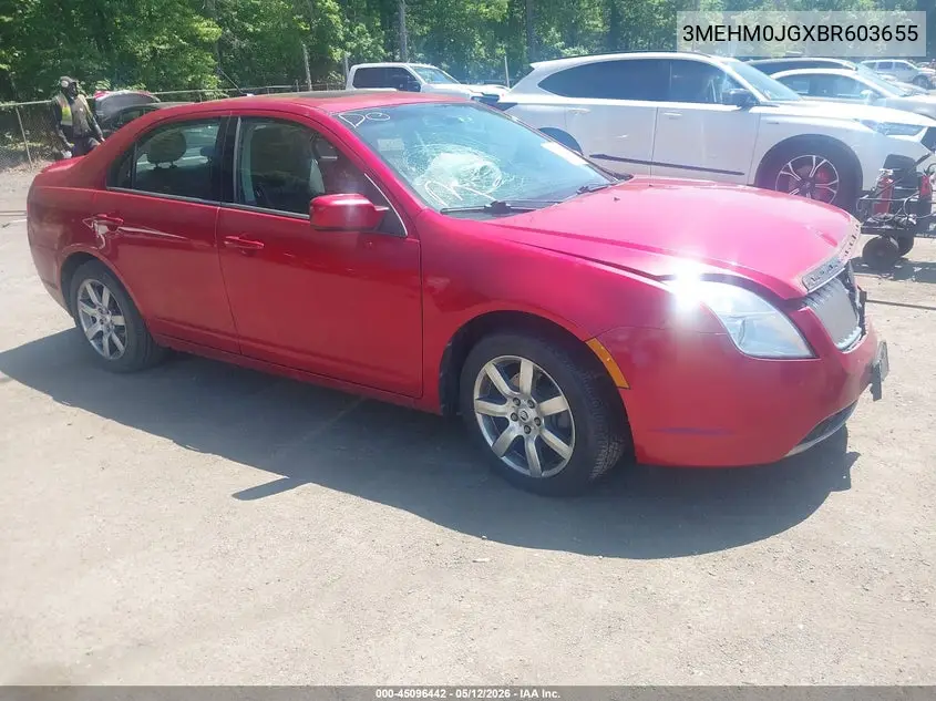 2011 Mercury Milan Premier VIN: 3MEHM0JGXBR603655 Lot: 45096442