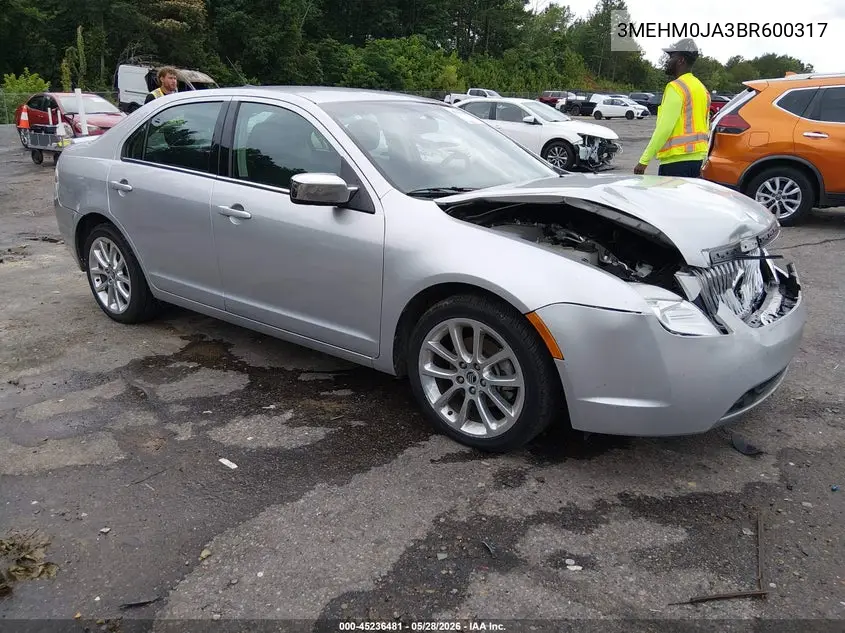 2011 Mercury Milan Premier VIN: 3MEHM0JA3BR600317 Lot: 45236481