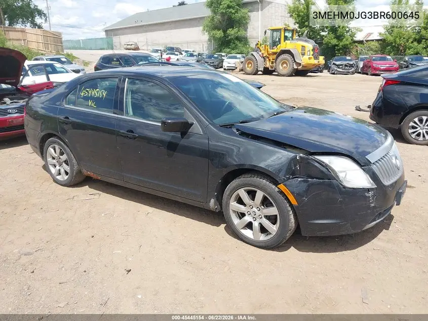 2011 Mercury Milan Premier VIN: 3MEHM0JG3BR600645 Lot: 45445154