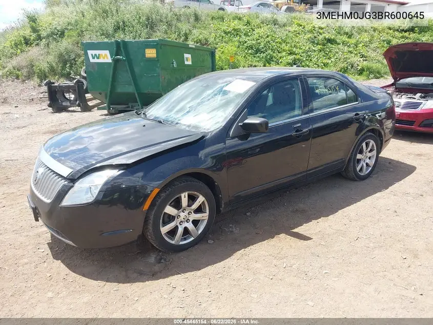 2011 Mercury Milan Premier VIN: 3MEHM0JG3BR600645 Lot: 45445154