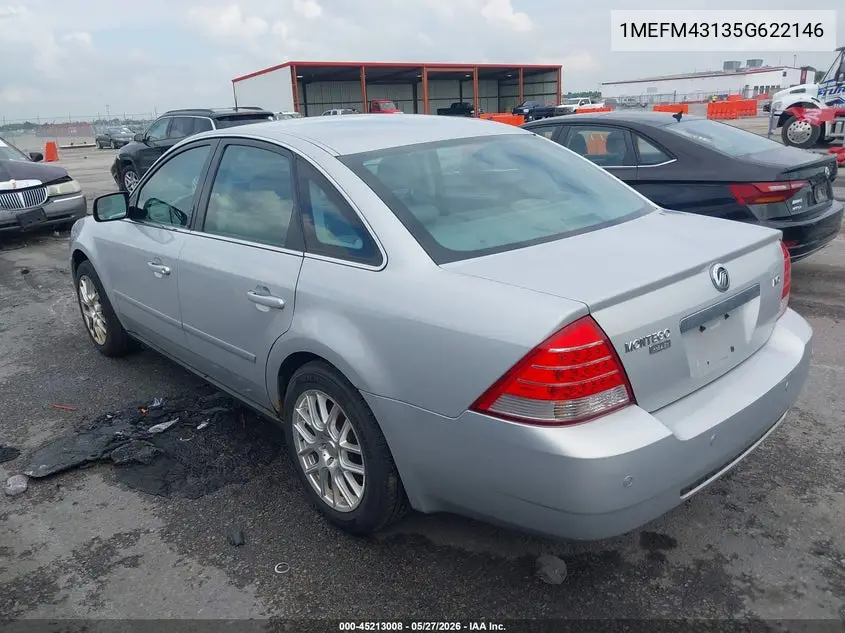2005 Mercury Montego Premier VIN: 1MEFM43135G622146 Lot: 45213008