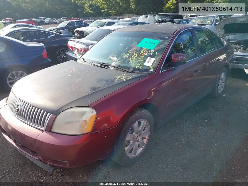 2005 Mercury Montego Luxury VIN: 1MEFM401X5G614713 Lot: 45330471