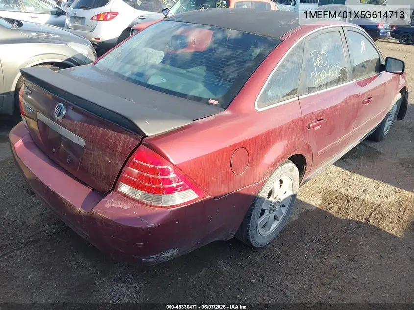 2005 Mercury Montego Luxury VIN: 1MEFM401X5G614713 Lot: 45330471