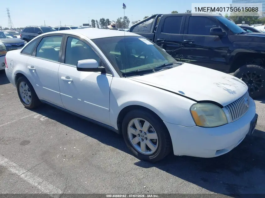 2005 Mercury Montego Luxury VIN: 1MEFM40175G615088 Lot: 45560162