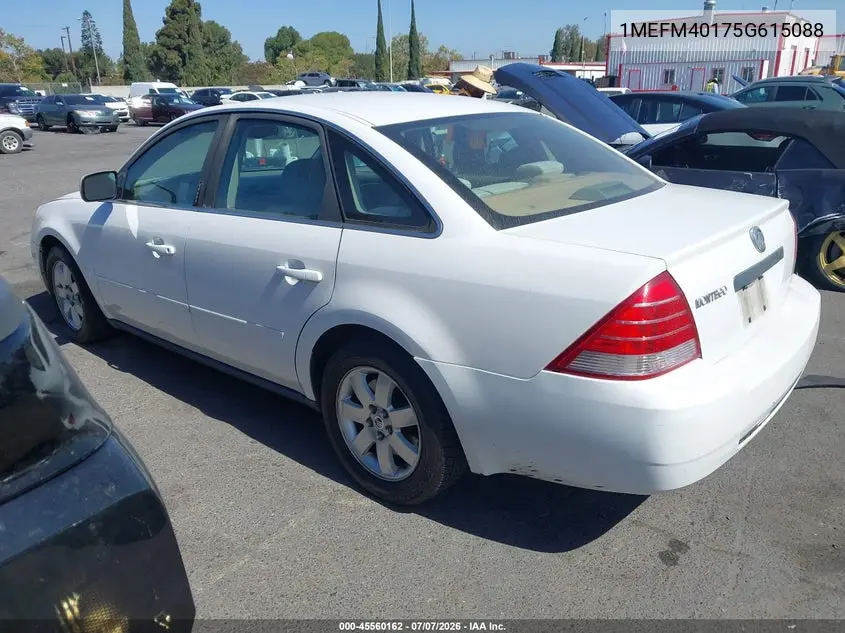 2005 Mercury Montego Luxury VIN: 1MEFM40175G615088 Lot: 45560162
